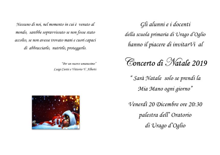 Testo Sara Natale Se.Concerto Di Natale 2019 Primaria Urago D Oglio Scuole Istituto Comprensivo Rudiano